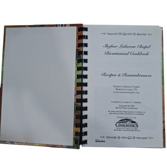 Shofner Lutheran Chapel Bicentennial Cook Book 08 Recipe Bedford County Tennesse - Picture 2 of 10